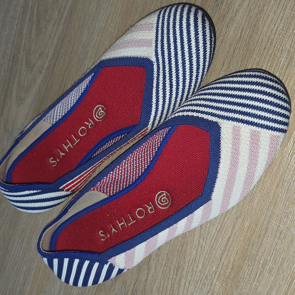 Rothy's Blue and Pink Striped Flats - Picture 3 of 13